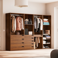 Kit armadio modulare con 4 unità, marrone