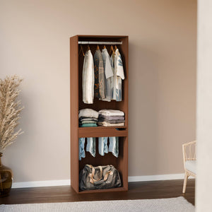 Modulo guardaroba con appendiabiti e portapantaloni, marrone