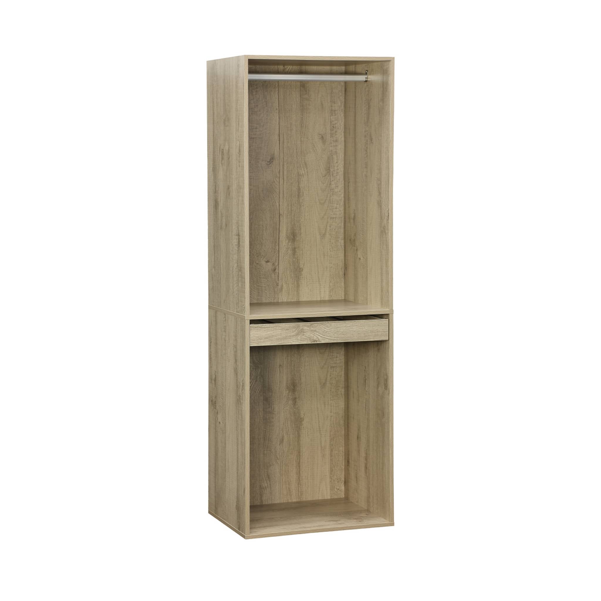 Modulo guardaroba con appendiabiti e portapantaloni, marrone naturale