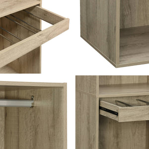 Modulo guardaroba con appendiabiti e portapantaloni, marrone naturale