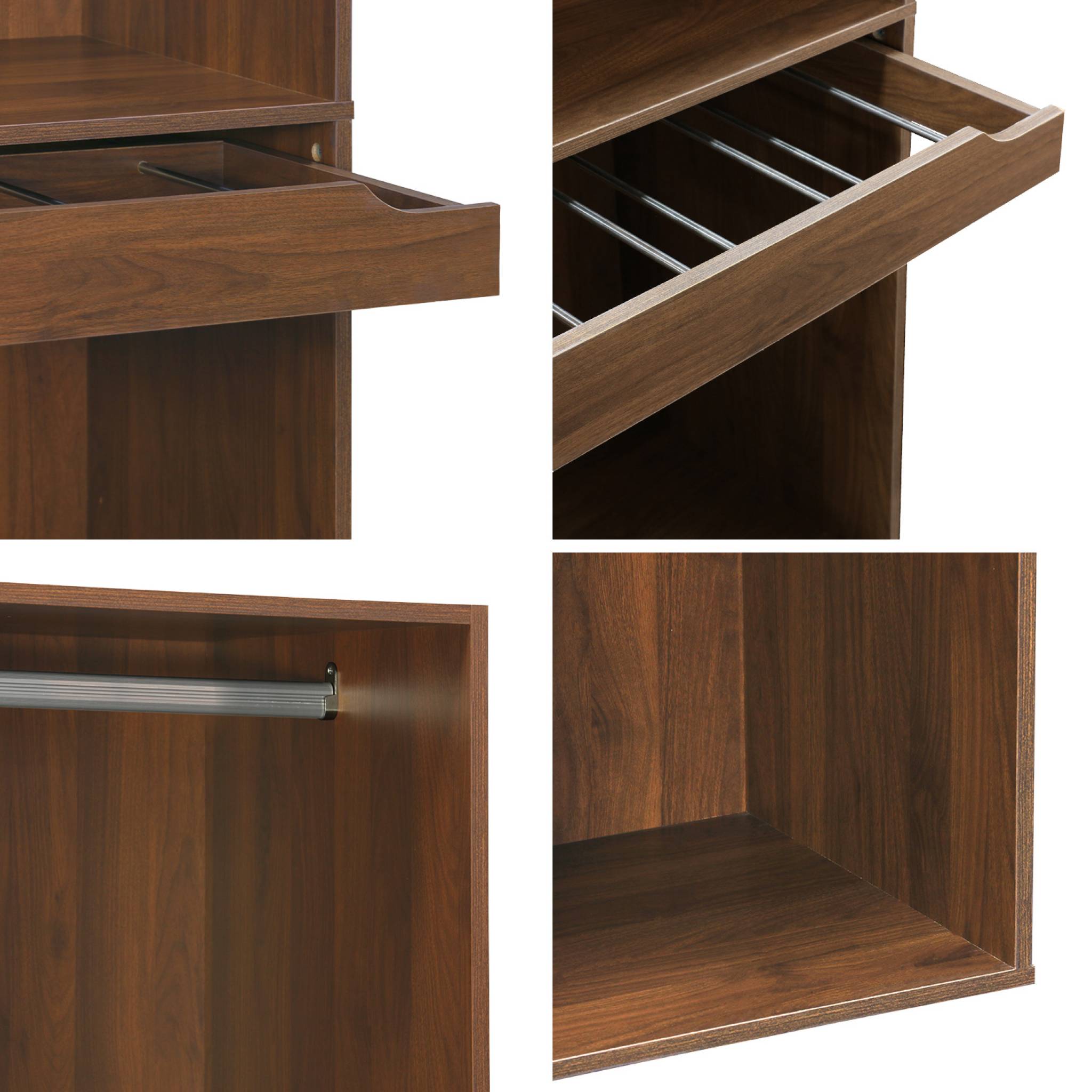 Modulo guardaroba con appendiabiti e portapantaloni, marrone