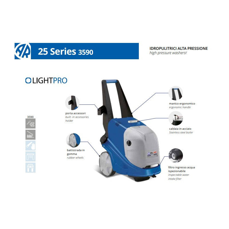 Idropulitrice professionale ad acqua calda 2400 Watt 140 Bar Blue Clean AR 3590