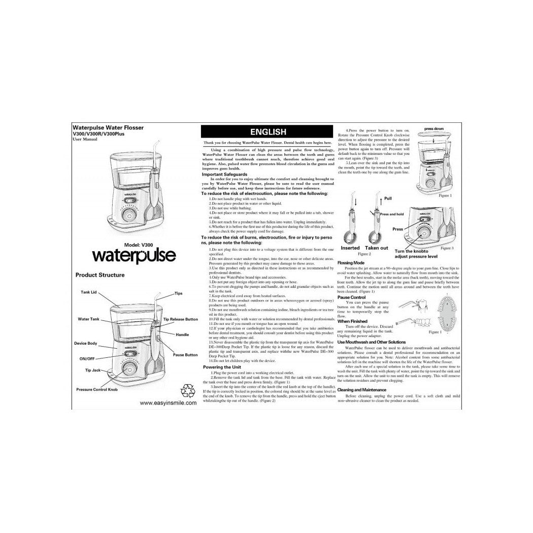 Trade Shop - Idropulsore Dentale Pulitore Denti Professionale Irrigatore Orale Waterpluse 800 -