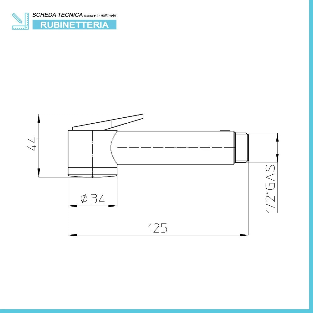Idroscopino per wc cromato in abs con pulsante on/off