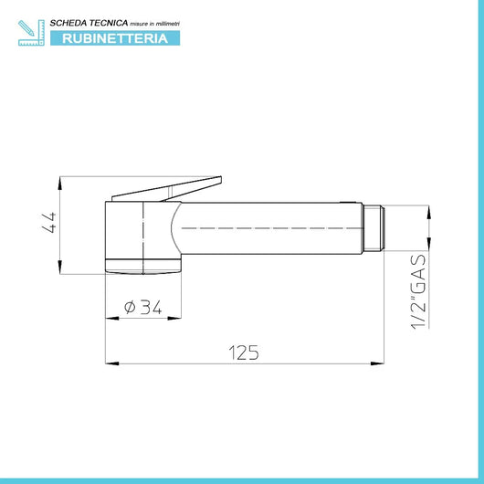 Idroscopino per wc cromato in abs con pulsante on/off