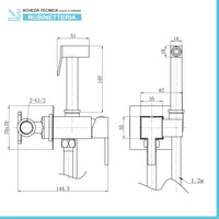Idroscopino per wc e bidet cromo quadro con miscelatore e flex 120 cm