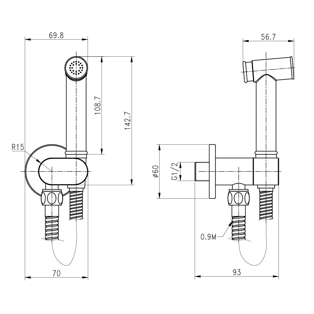 Idroscopino tondo in ottone cromato con tubo flessibile silver
