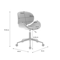 Sedia da ufficio con rotelle, effetto legno curvato e similpelle,