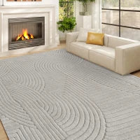 Tappeto in Stile Moderno, con Base Antiscivolo, Tessuto a Macchina, 160x120 cm, Grigio