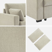 Divano letto 3 posti tessuto ciniglia, beige