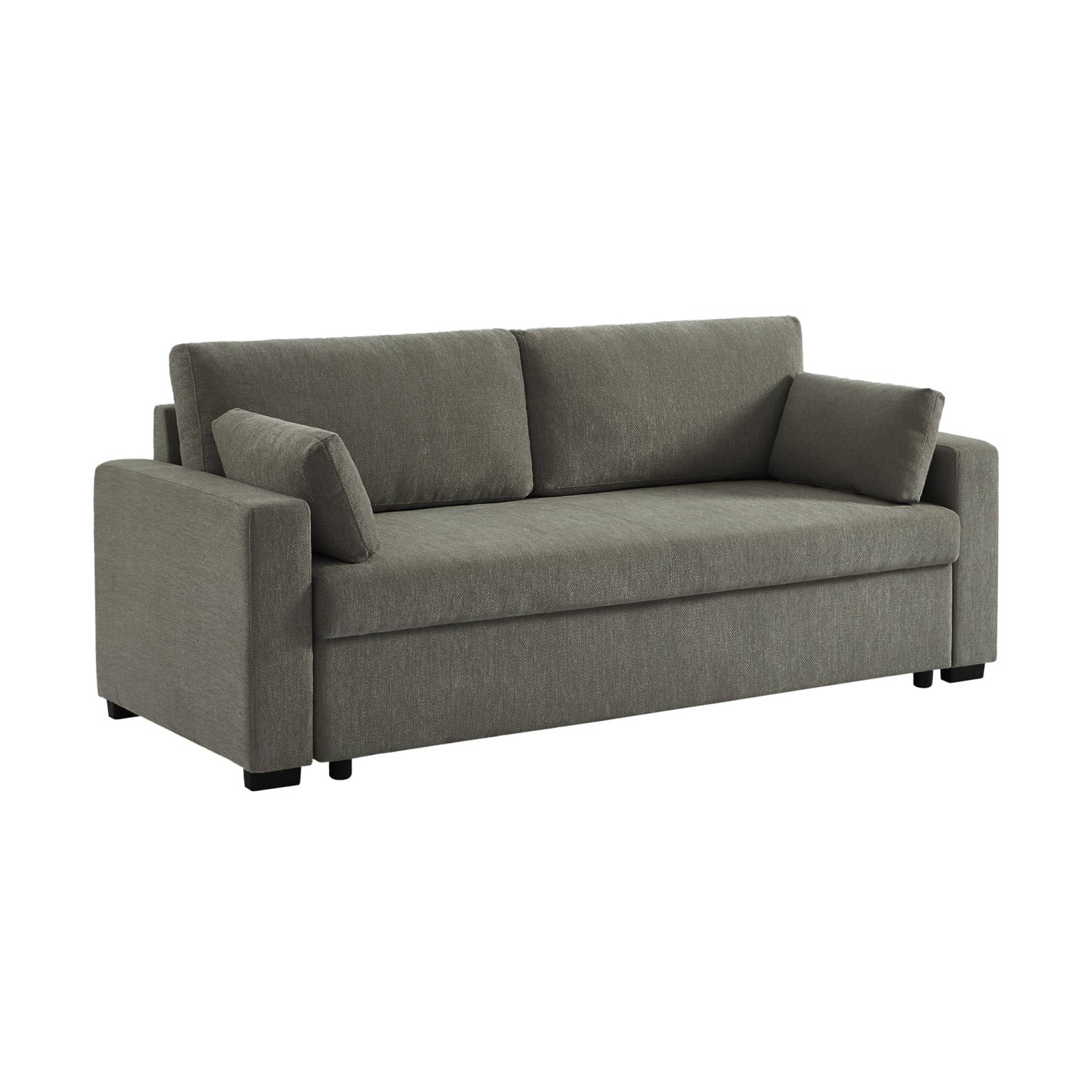 Divano letto 3 posti tessuto ciniglia, grigio scuro