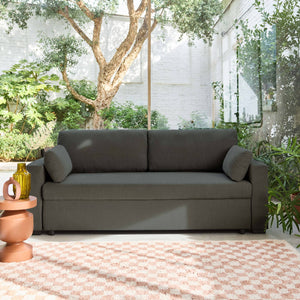 Divano letto 3 posti tessuto ciniglia, grigio scuro