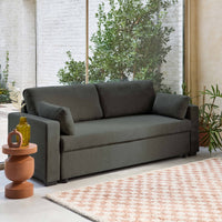 Divano letto 3 posti tessuto ciniglia, grigio scuro