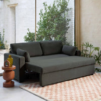 Divano letto 3 posti tessuto ciniglia, grigio scuro