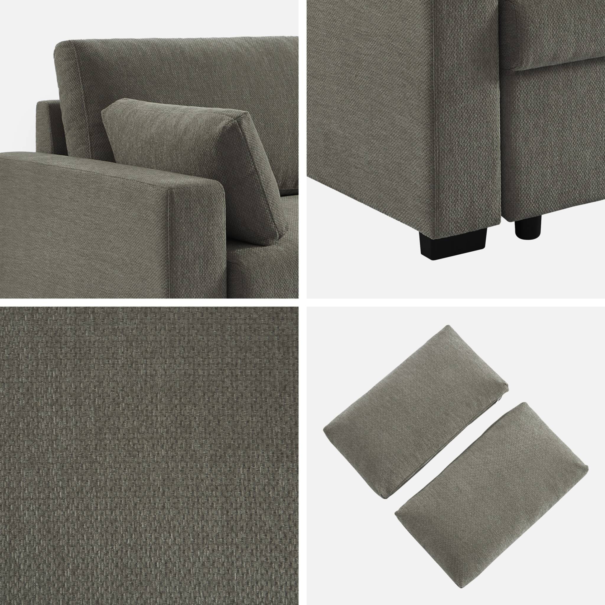 Divano letto 3 posti tessuto ciniglia, grigio scuro