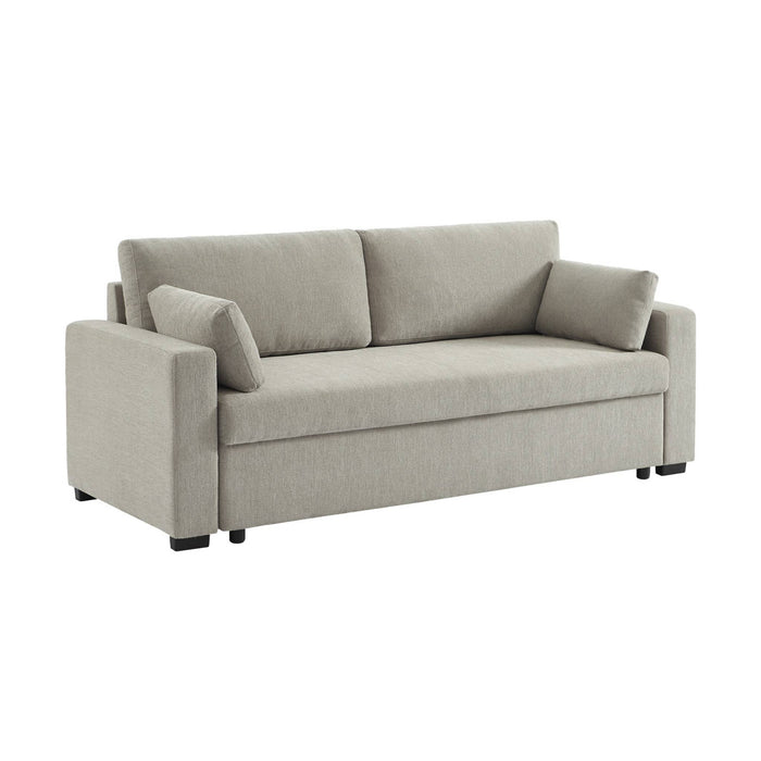 Divano letto 3 posti tessuto ciniglia, grigio chiaro