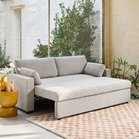 Divano letto 3 posti tessuto ciniglia, grigio chiaro