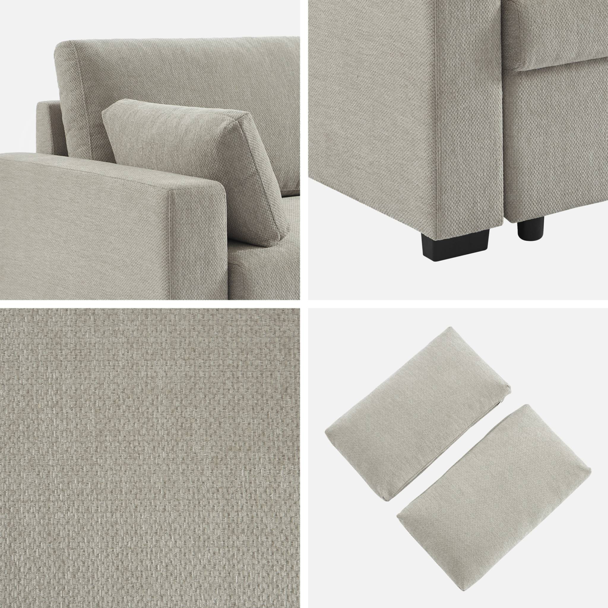 Divano letto 3 posti tessuto ciniglia, grigio chiaro