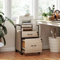 Cassettiera per Scrivania con 2 Cassetti e Ruote, per Formato Lettera A4 44x40x66,5 cm, Legno