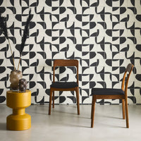 Sedia vintage in legno di gomma e tessuto, set di 2, marrone