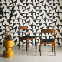 Sedia vintage in legno di gomma e tessuto, set di 2, marrone