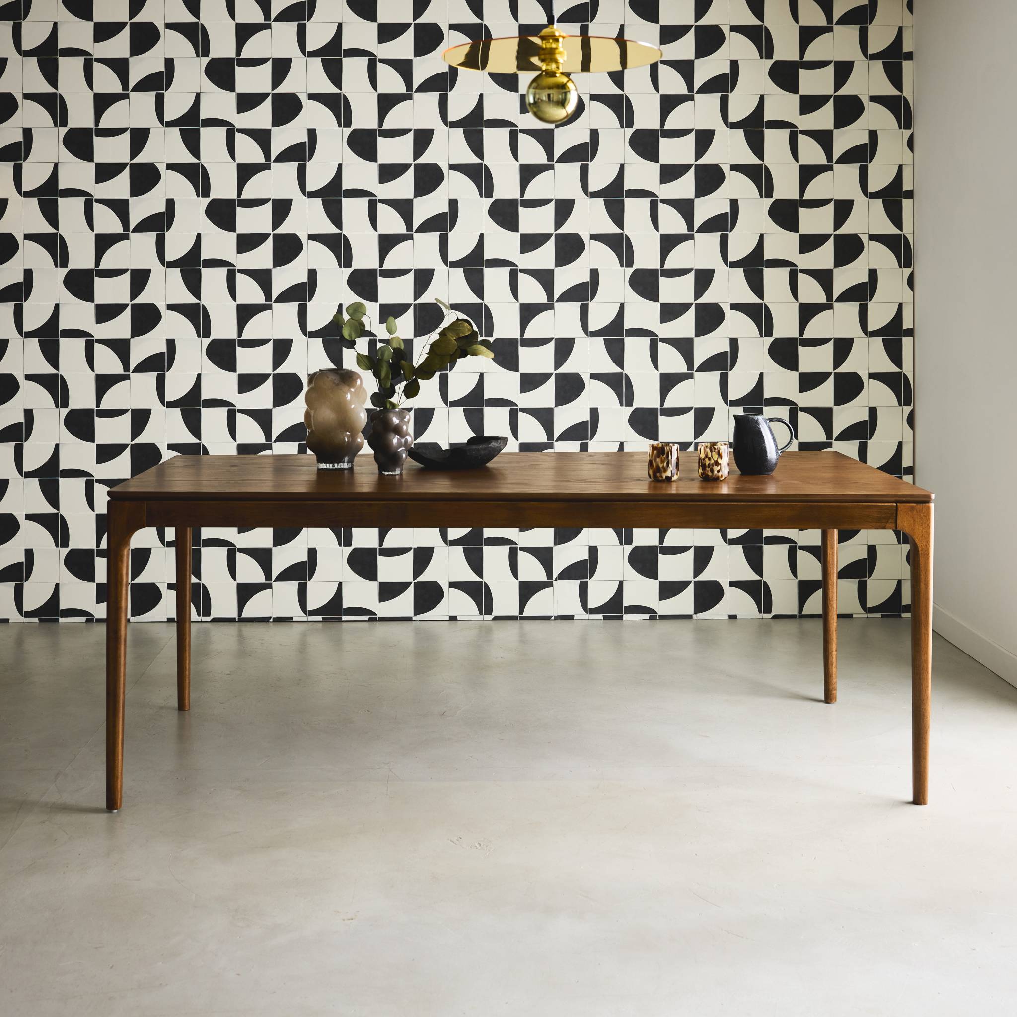 Tavola da pranzo rettangolare in legno di hevea di 8 posti, marrone