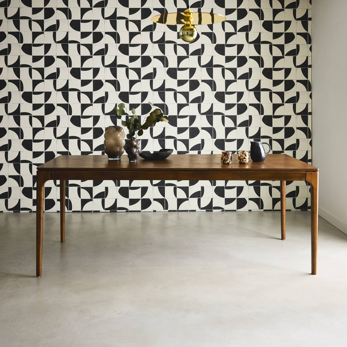 Tavola da pranzo rettangolare in legno di hevea di 8 posti, marrone