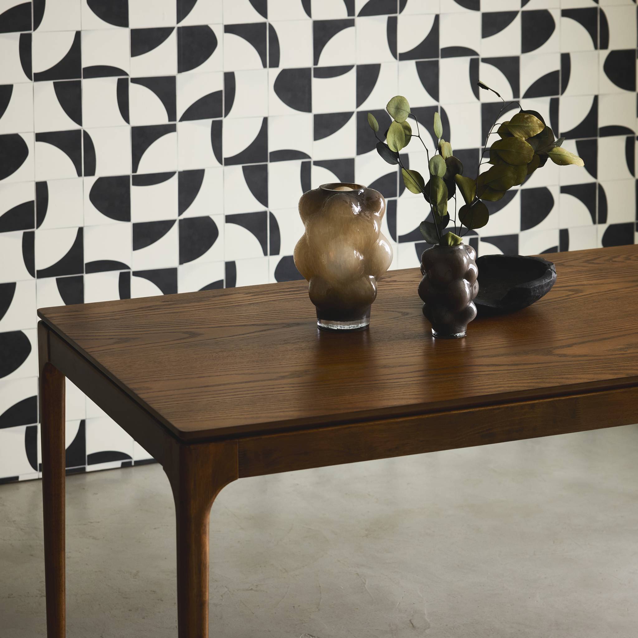 Tavola da pranzo rettangolare in legno di hevea di 8 posti, marrone