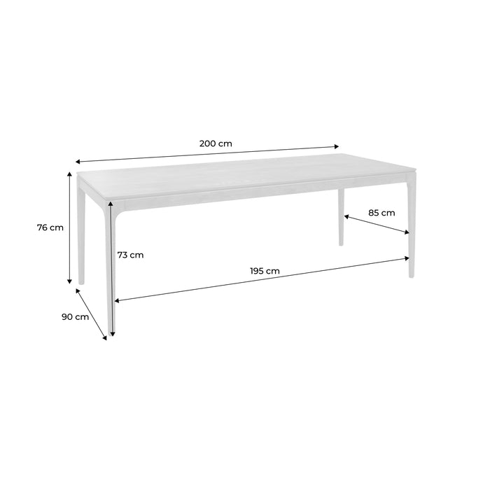 Tavola da pranzo rettangolare in legno di hevea di 8 posti, marrone