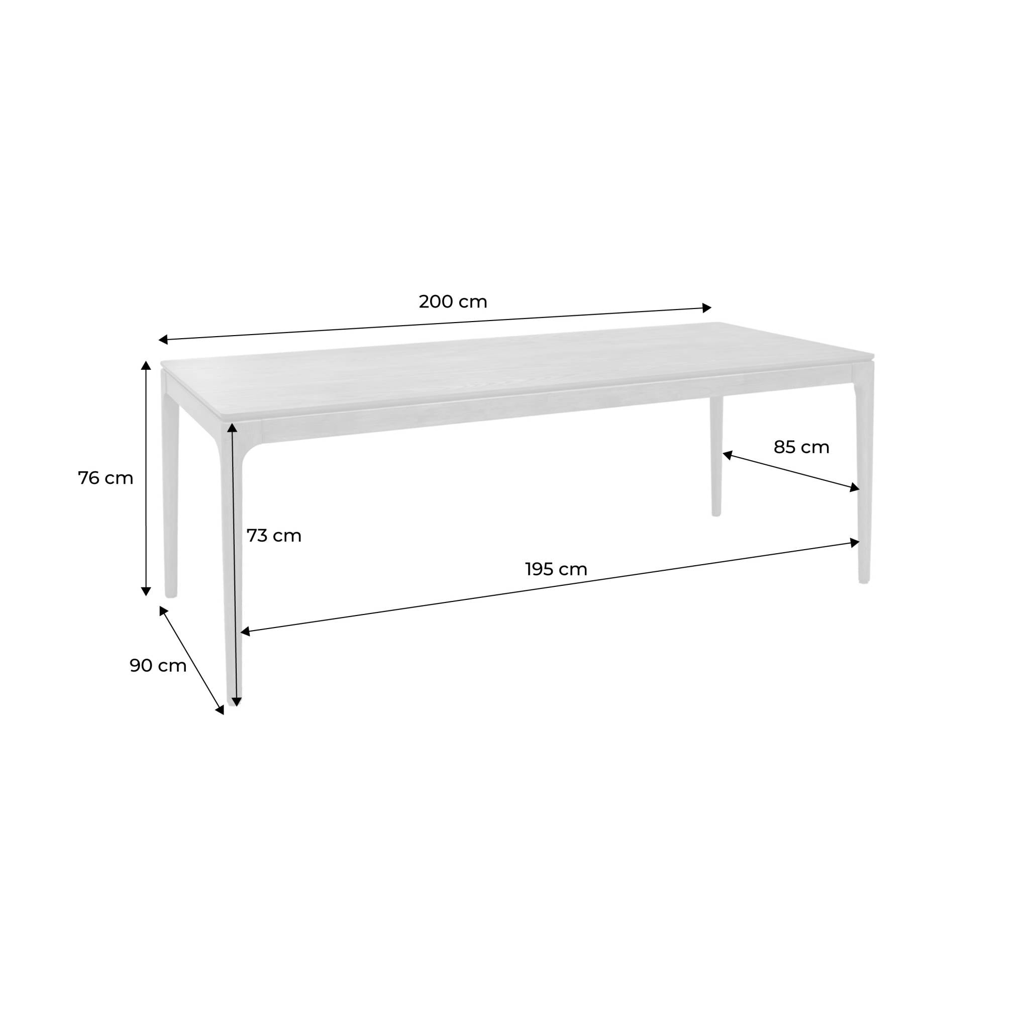 Tavola da pranzo rettangolare in legno di hevea di 8 posti, marrone