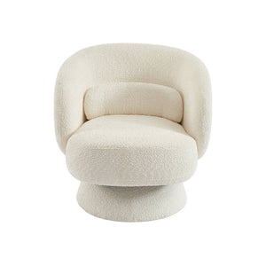 Poltrona girevole 360° tessuto testurizzato, crema