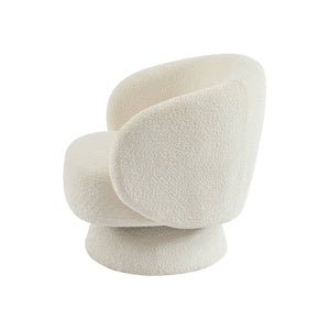 Poltrona girevole 360° tessuto testurizzato, crema