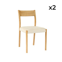 Set 2 sedie bohemien in legno di hevea, corde e tessuto, marrone