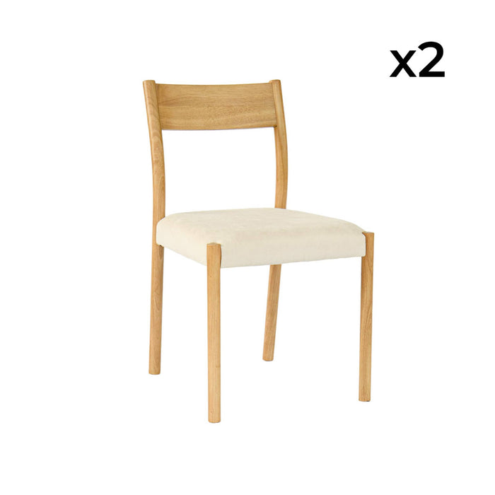 Set 2 sedie bohemien in legno di hevea, corde e tessuto, marrone