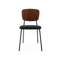 Set di 2 sedie bouclé struttura in legno con gambe in metallo, nero