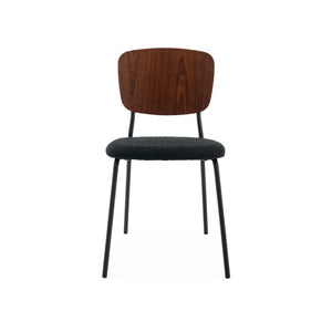 Set di 2 sedie bouclé struttura in legno con gambe in metallo, nero