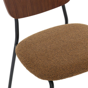 Set di 2 sedie bouclé struttura in legno con gambe in metallo,