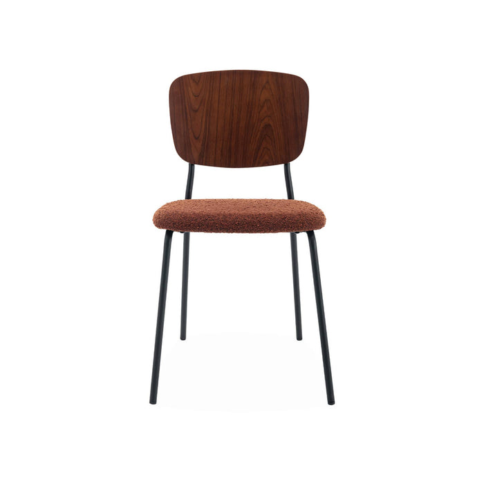 Set di 2 sedie bouclé struttura in legno con gambe in metallo,