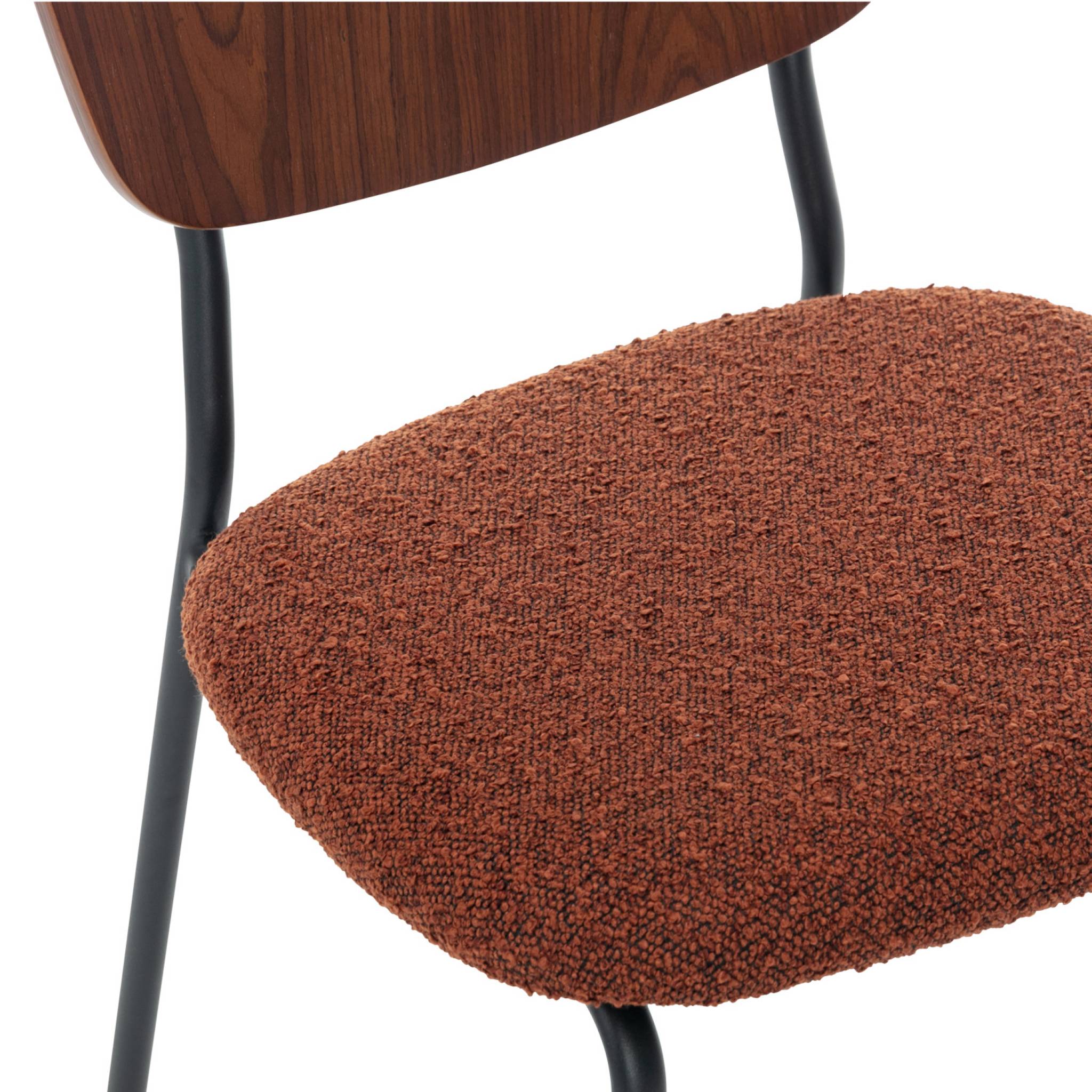 Set di 2 sedie bouclé struttura in legno con gambe in metallo,