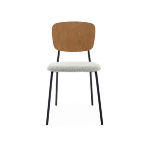 Set di 2 sedie bouclé struttura in legno con gambe in metallo, bianco