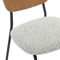 Set di 2 sedie bouclé struttura in legno con gambe in metallo, bianco