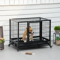 Gabbia Box per Cani Cuccioli da Interno Esterno con Rotelle 92×62×75cm