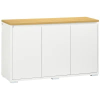 Mobile Multiuso con 2 Armadietti a 2 Livelli in Truciolato, Ripiano regolabile, 120x37x75cm Bianco e Color legno