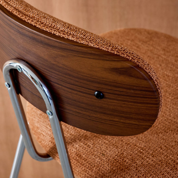 Set di 2 sgabelli da bar legno tinto noce e tessuto idrorepellente