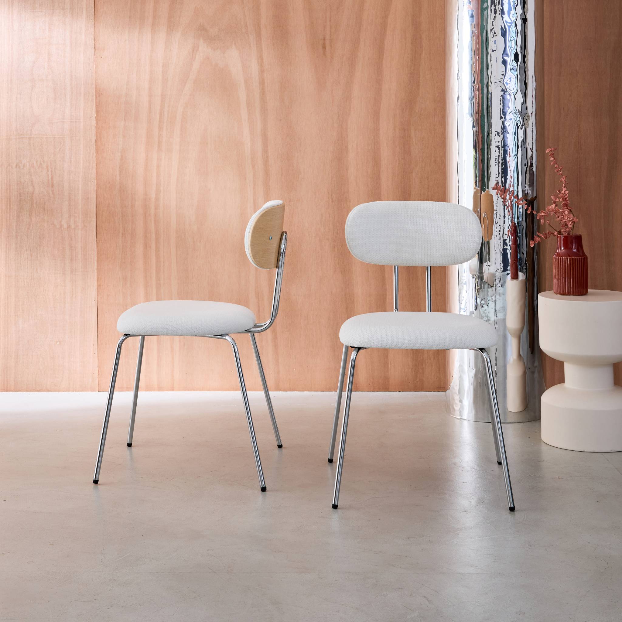 Set di 2 sedie legno curvato tinto quercia e tessuto idrorepellente