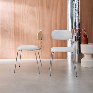 Set di 2 sedie legno curvato tinto quercia e tessuto idrorepellente