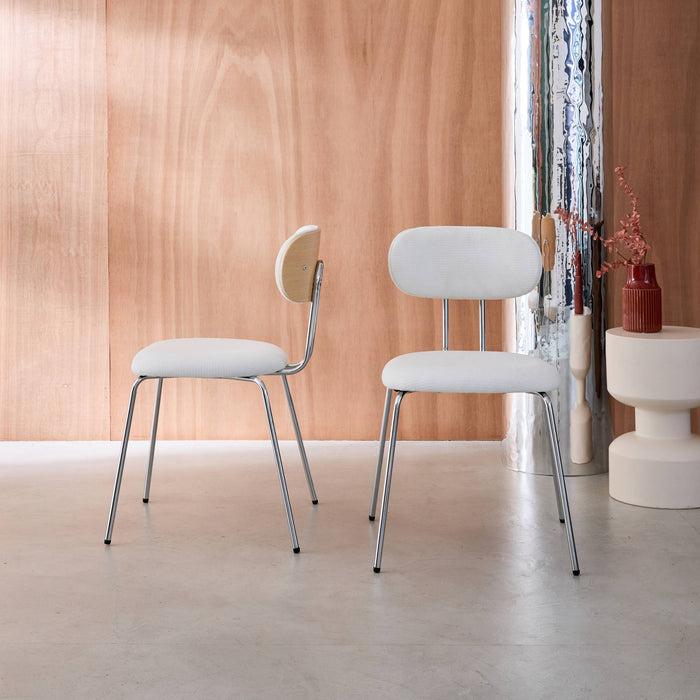 Set di 2 sedie legno curvato tinto quercia e tessuto idrorepellente