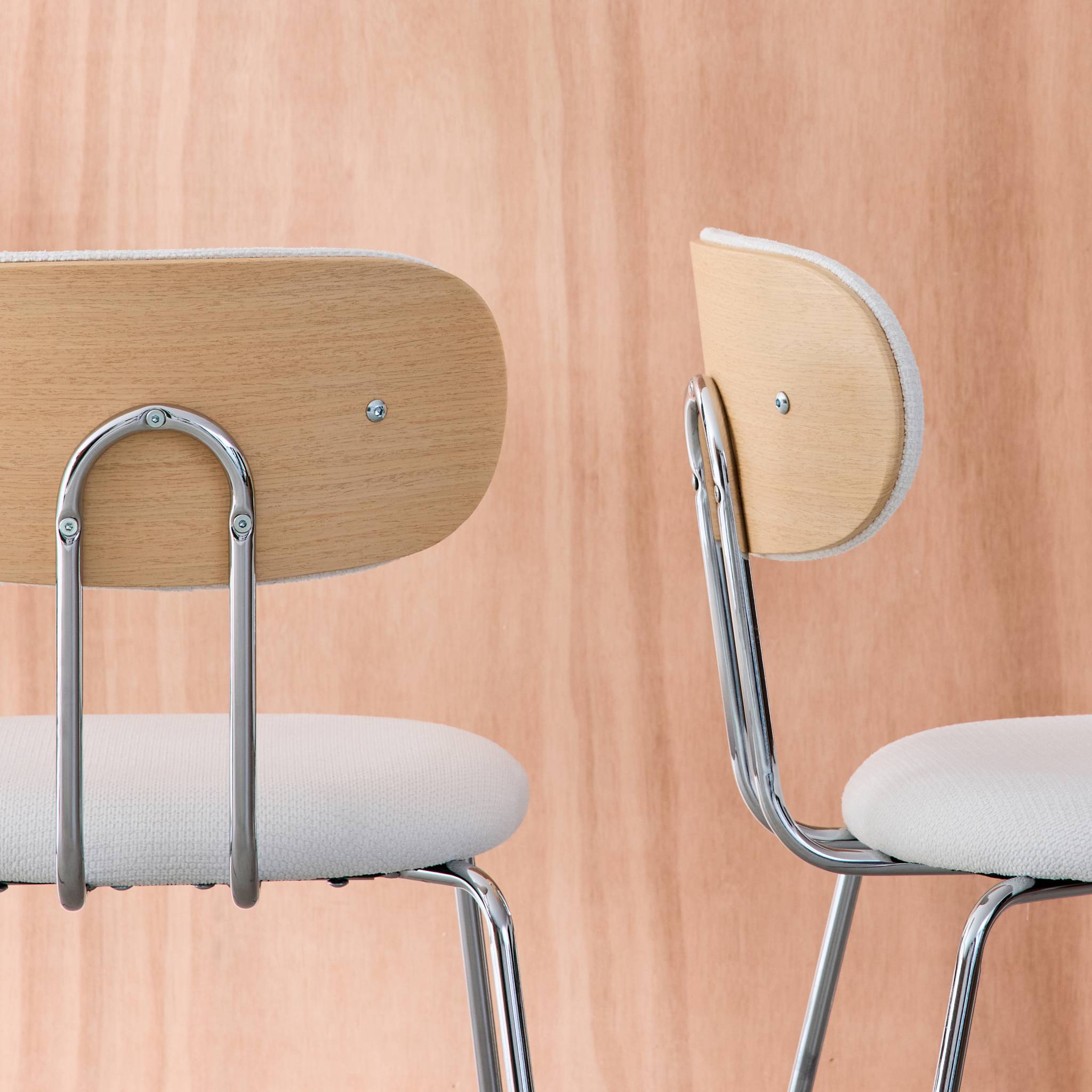 Set di 2 sedie legno curvato tinto quercia e tessuto idrorepellente