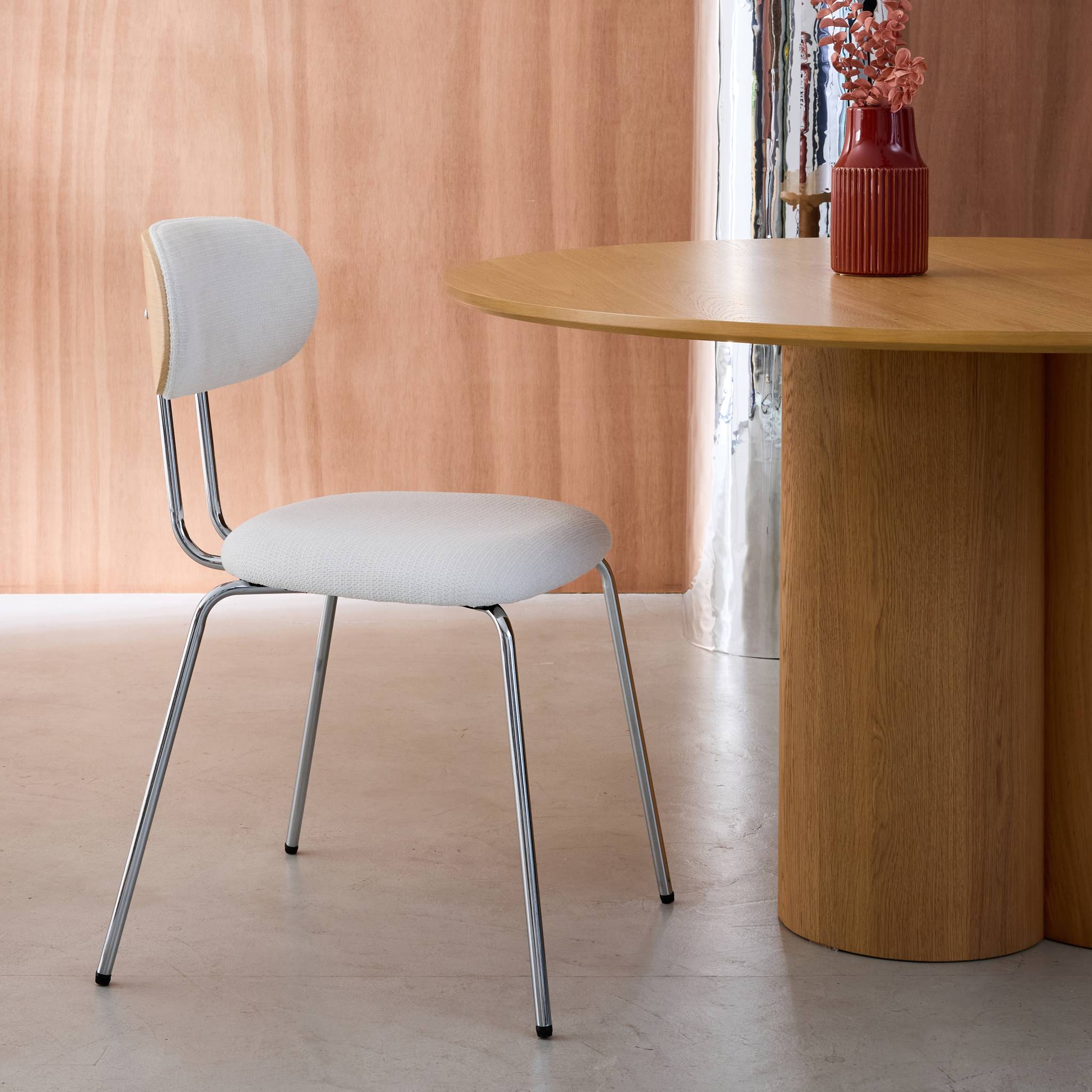 Set di 2 sedie legno curvato tinto quercia e tessuto idrorepellente