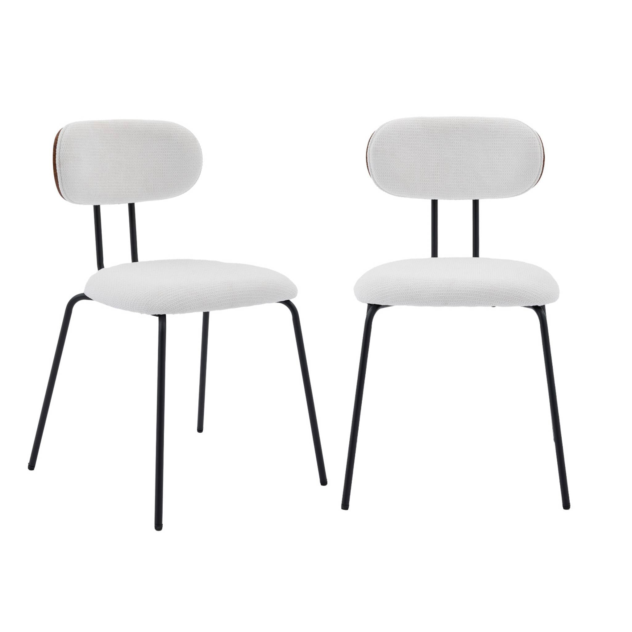 Set di 2 sedie decorazione legno curvato tinto noce e tessuto